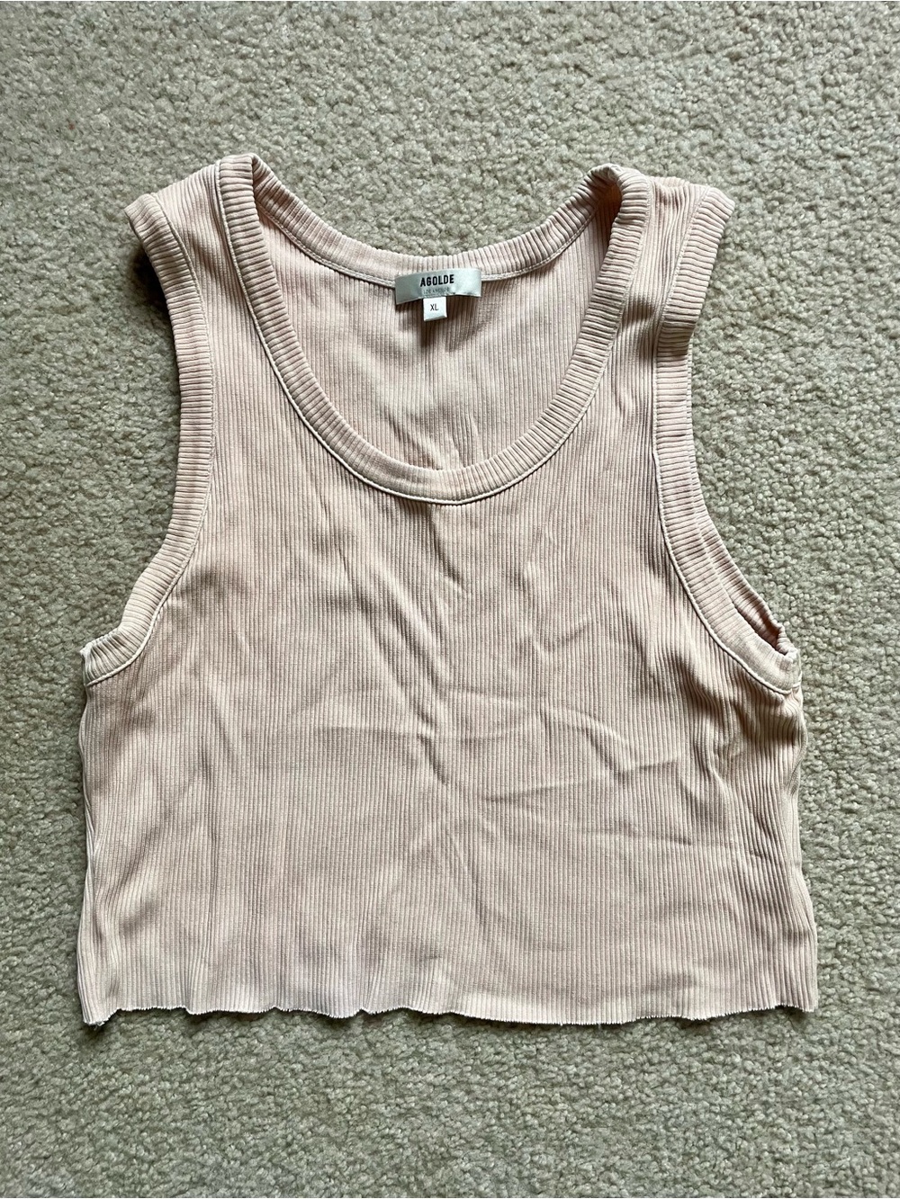 Agolde Ribbed Crop Tank in Blush